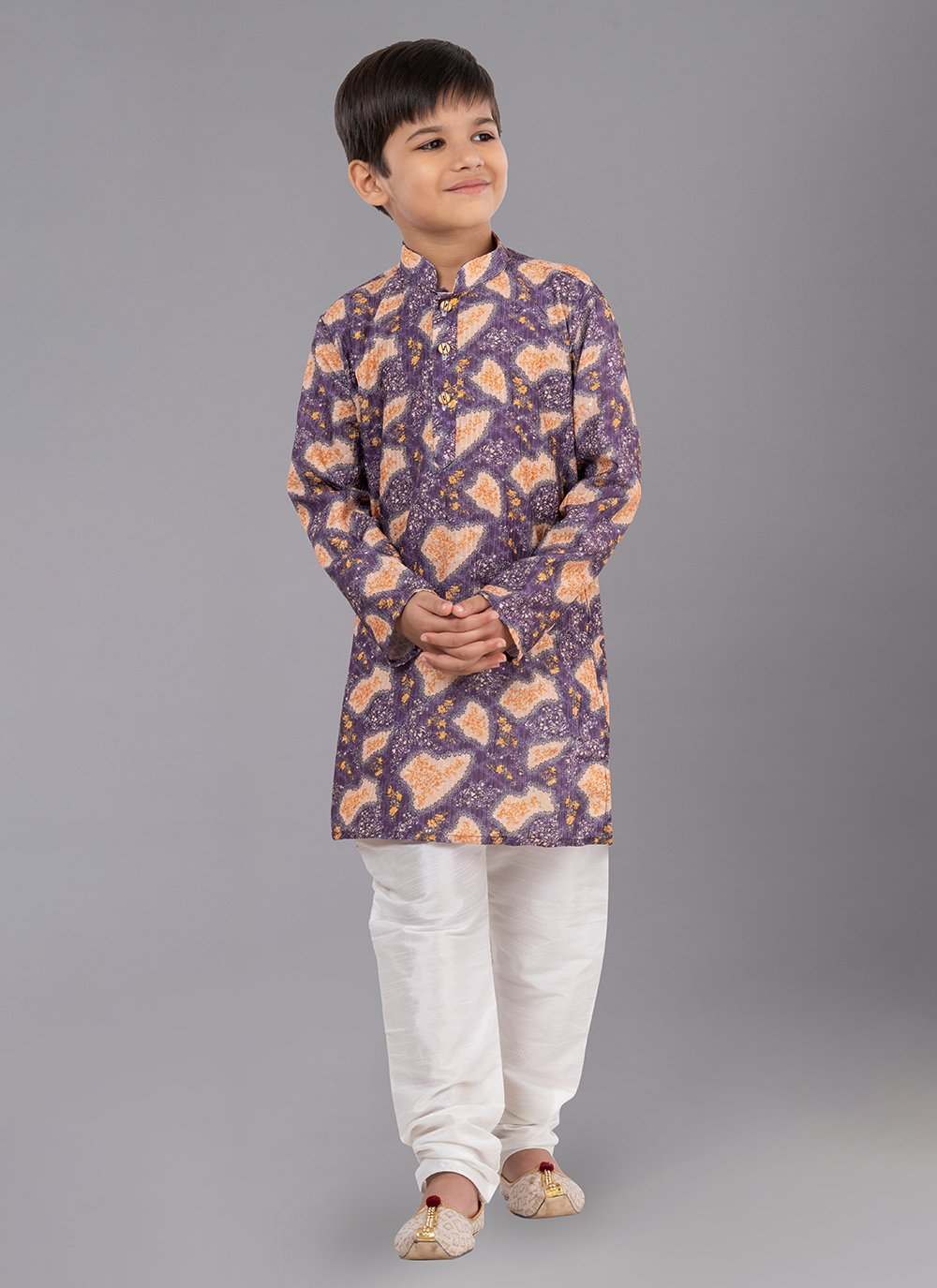 Kurta Pyjama Polyester Purple Digital Print Kids