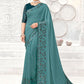 Classic Polyester Turquoise Digital Print Saree