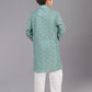 Kurta Pyjama Polyester Sea Green Digital Print Kids