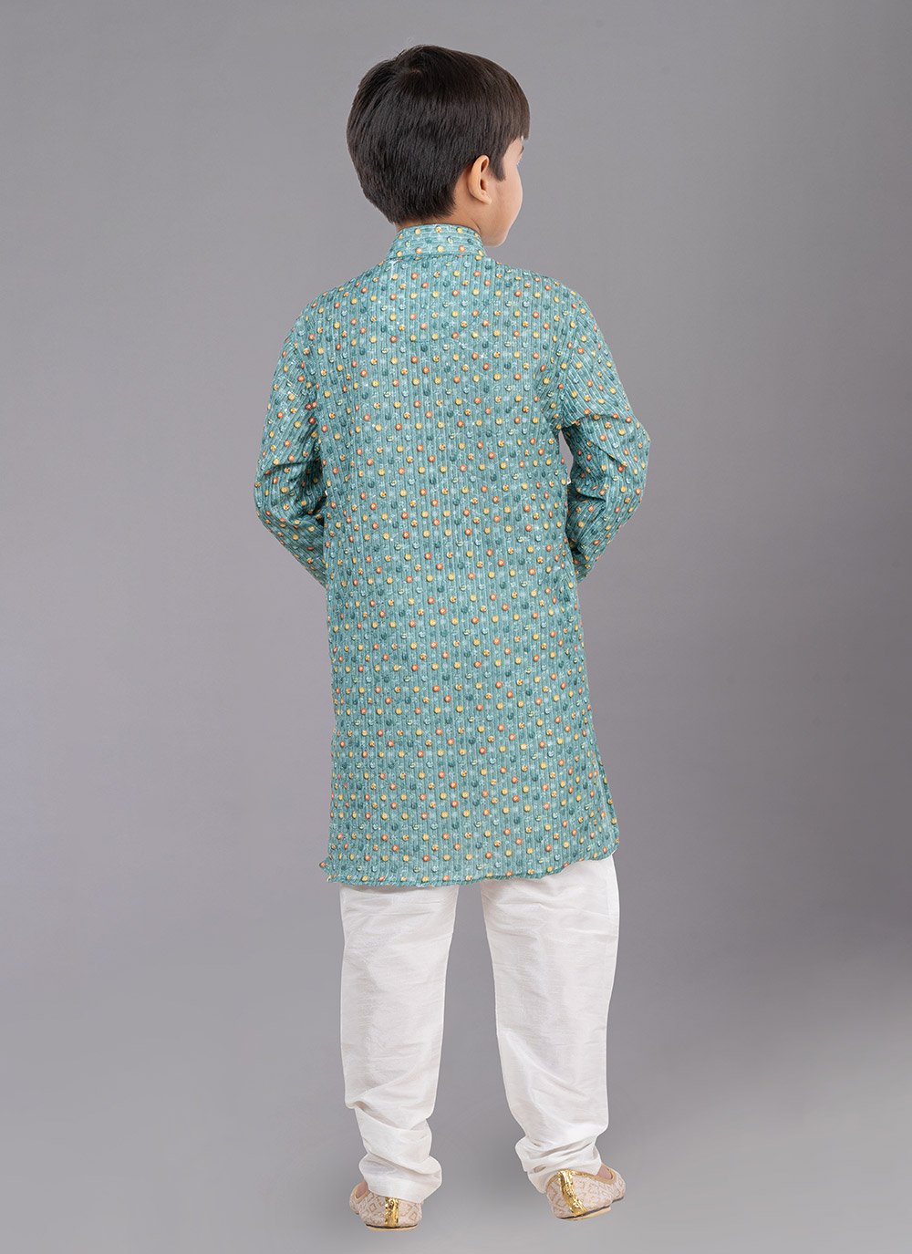 Kurta Pyjama Polyester Sea Green Digital Print Kids