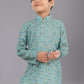 Kurta Pyjama Polyester Sea Green Digital Print Kids