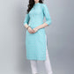 Casual Kurti Cotton Aqua Blue Booti Kurtis