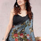 Classic Chiffon Grey Floral Patch Saree