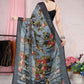 Classic Chiffon Grey Floral Patch Saree