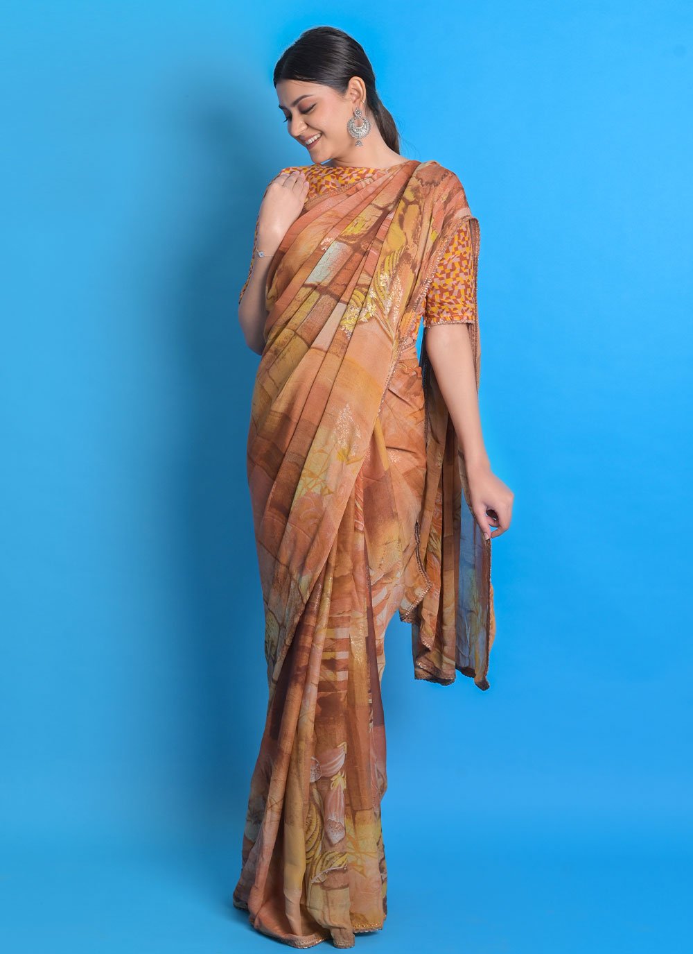 Classic Chiffon Multi Colour Print Saree