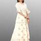 Designer Gown Cotton Cream Floral Patch Gown