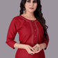 Party Wear Kurti Cotton Red Print Kurtis