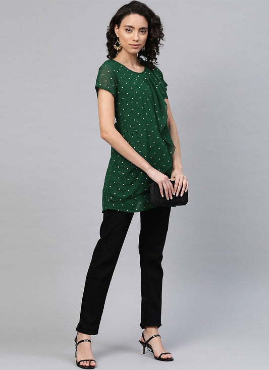 Casual Kurti Georgette Green Print Kurtis