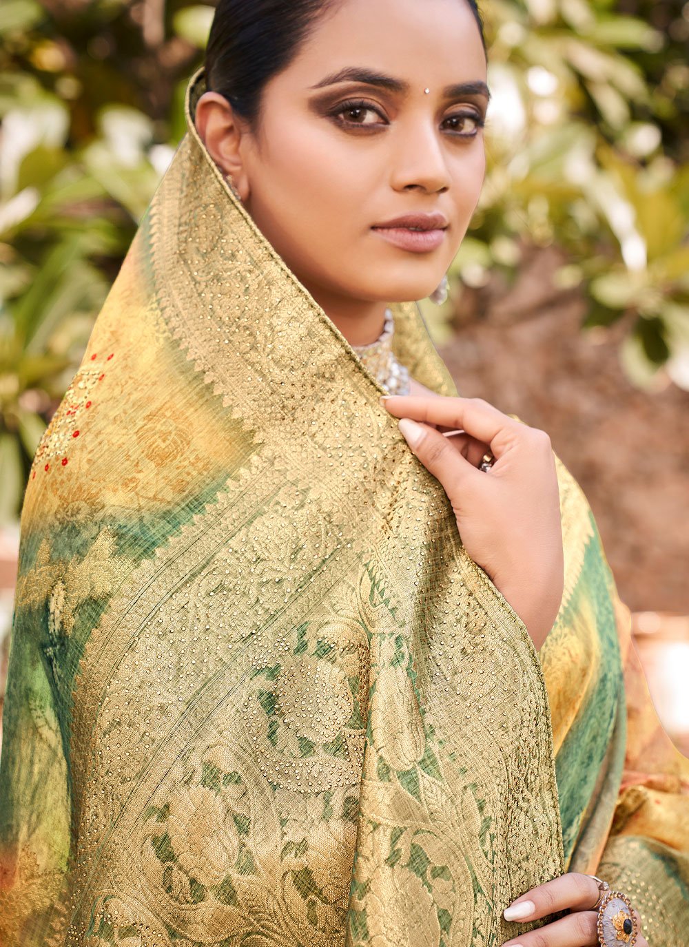 Classic Jacquard Silk Multi Colour Print Saree