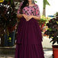 Gown Faux Georgette Purple Print Gown