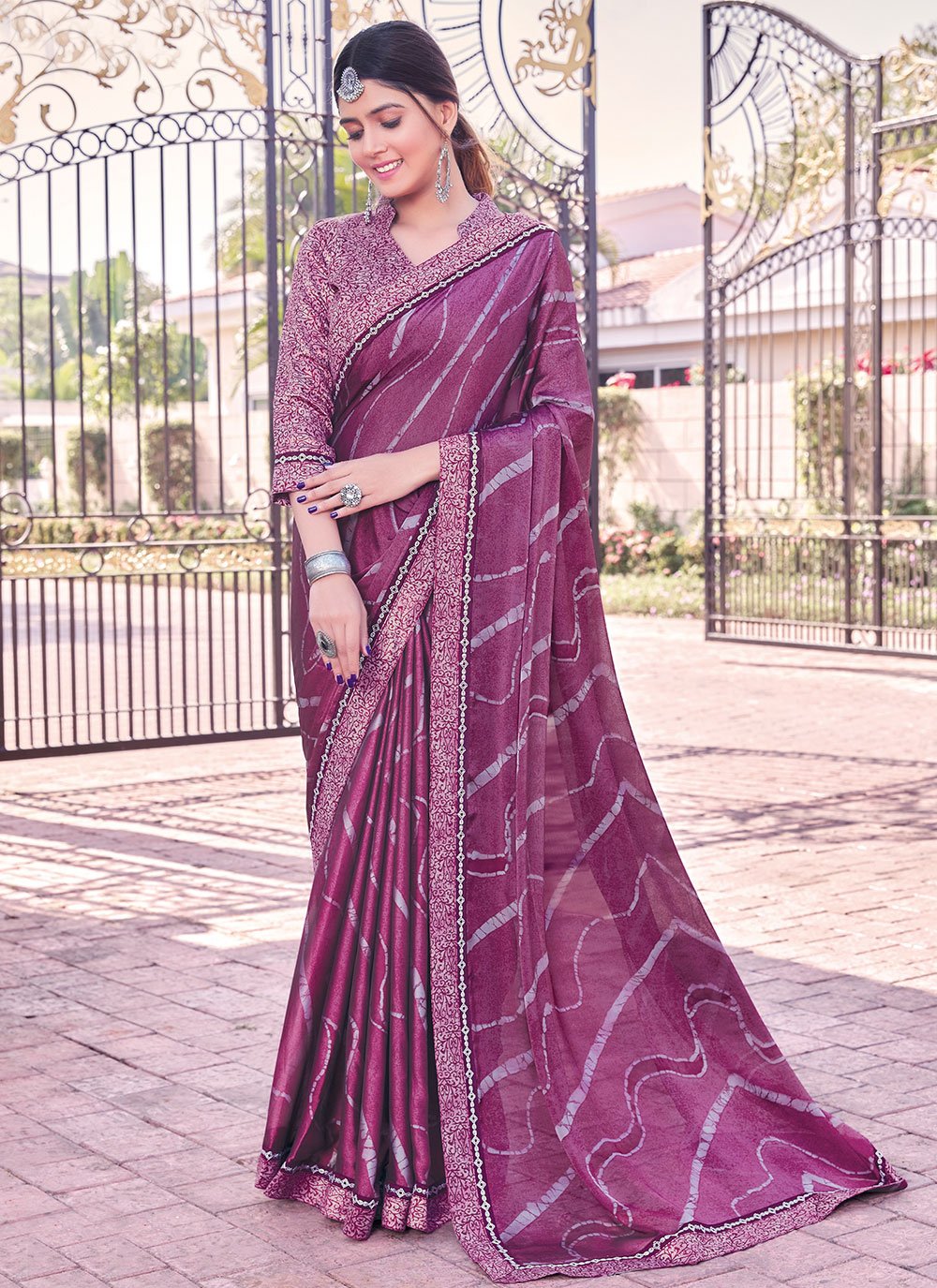 Trendy Saree Georgette Purple Print Saree