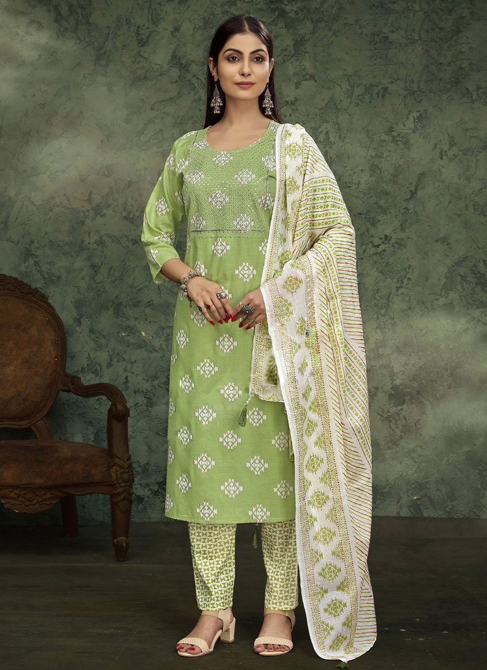 Salwar Suit Rayon Sea Green Embroidered Salwar Kameez