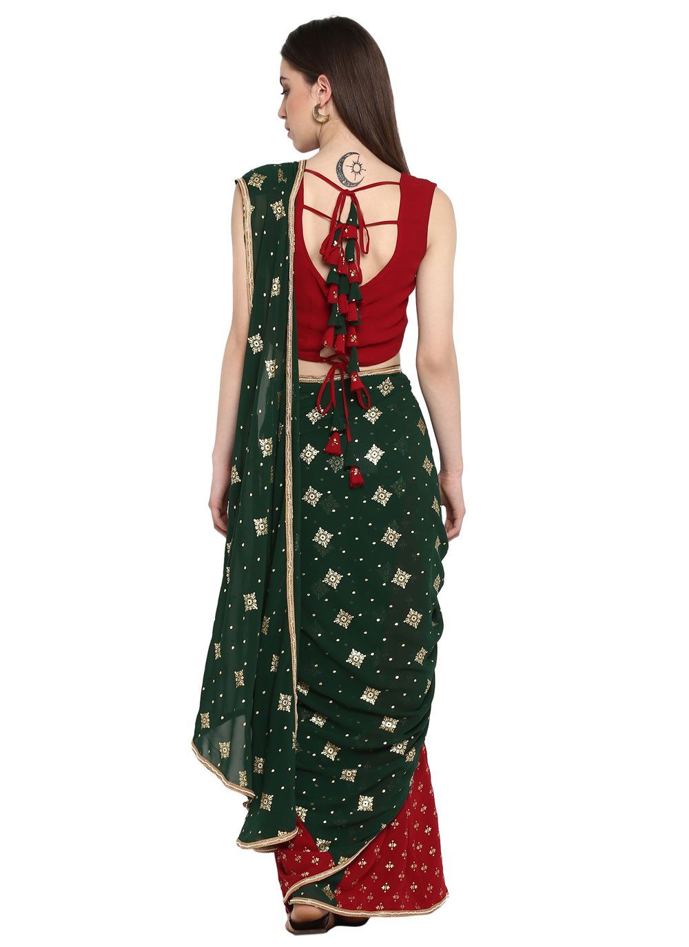 Contemporary Georgette Red Print Saree