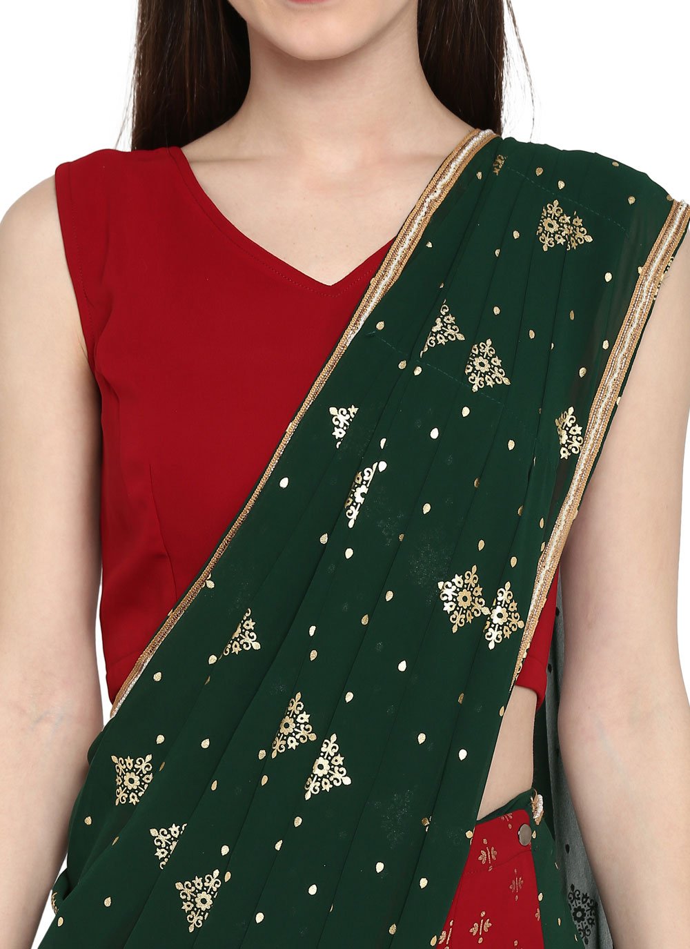 Contemporary Georgette Red Print Saree