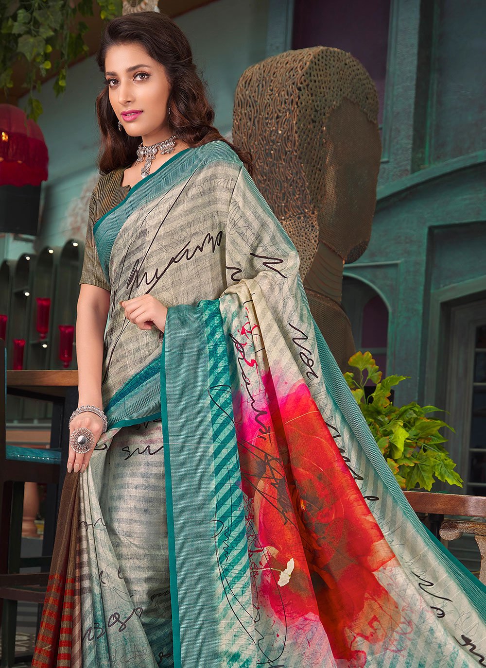 Classic Silk Multi Colour Print Saree