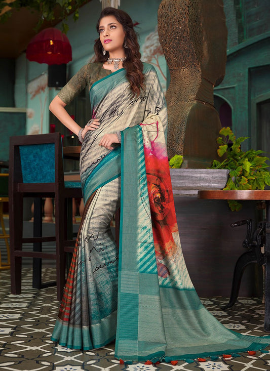 Classic Silk Multi Colour Print Saree