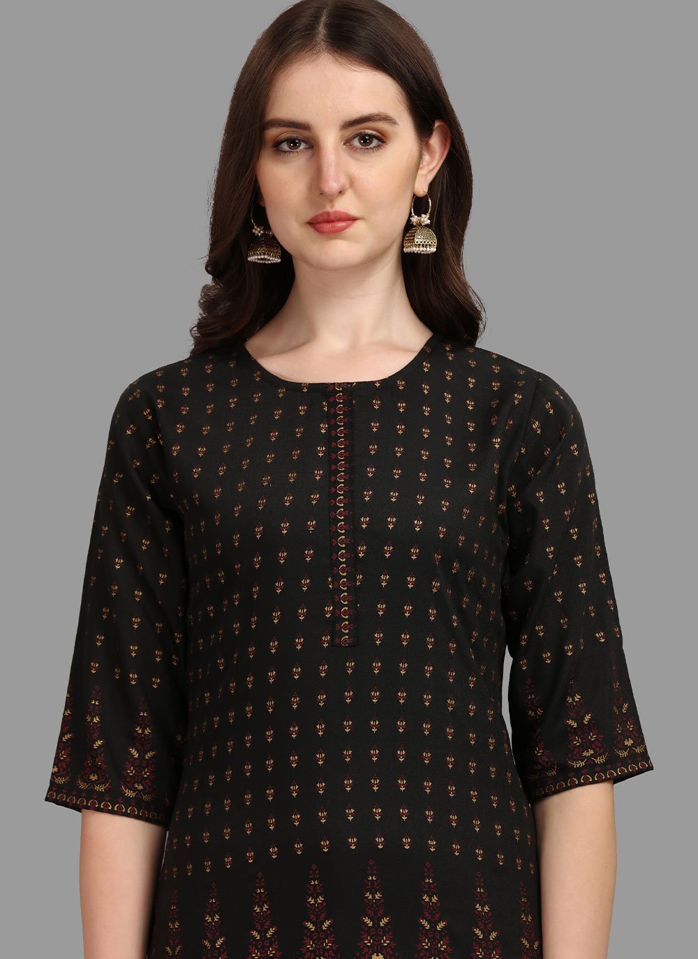 Casual Kurti Rayon Black Print Kurtis