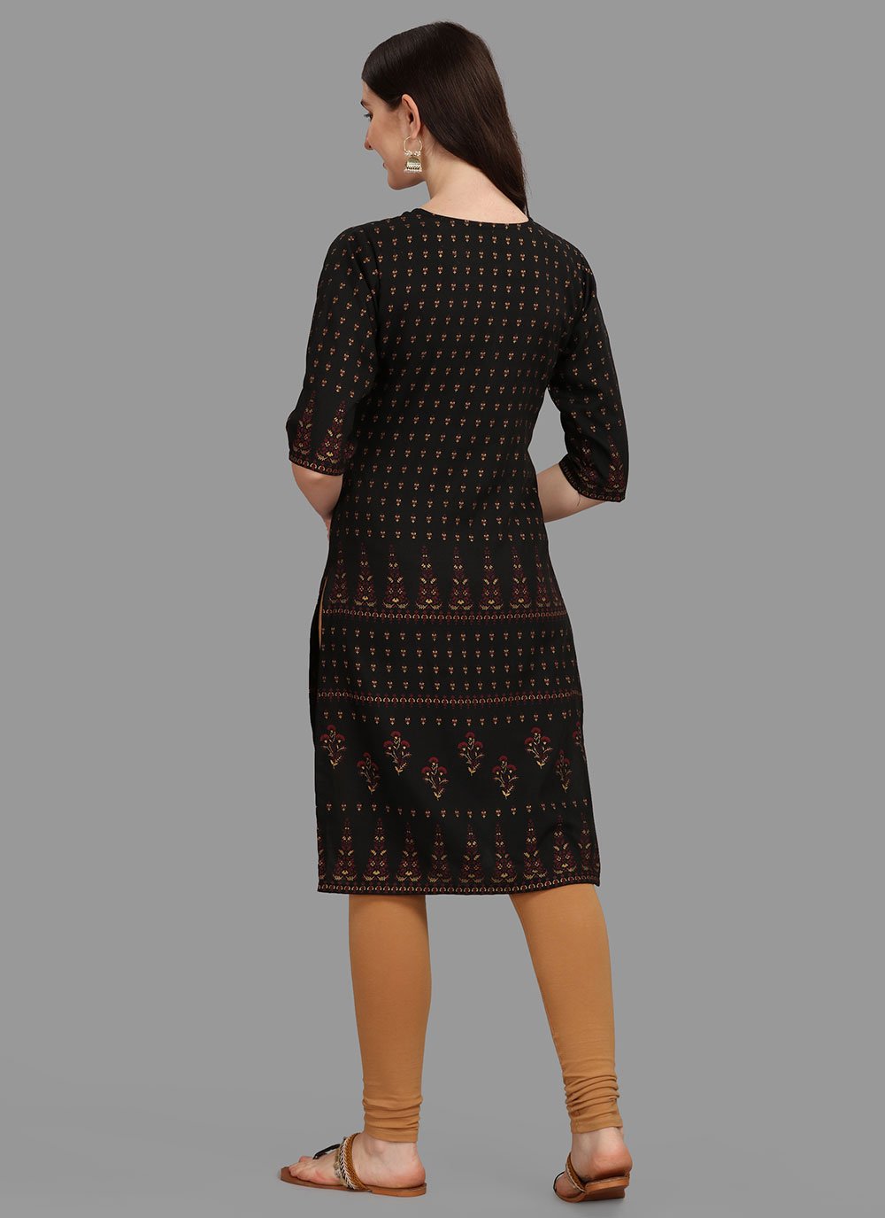 Casual Kurti Rayon Black Print Kurtis