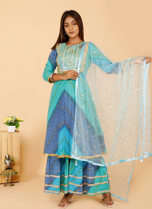 Salwar Suit Cotton Blue Print Salwar Kameez