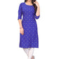 Designer Kurti Faux Crepe Blue Print Kurtis