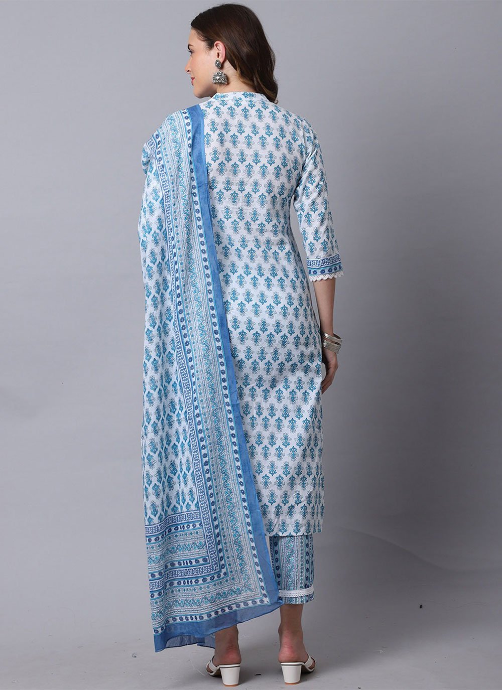 Salwar Suit Cotton Blue Print Salwar Kameez