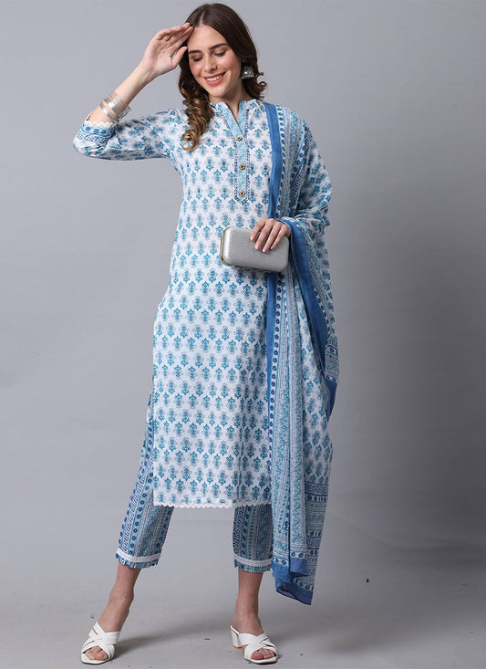 Salwar Suit Cotton Blue Print Salwar Kameez