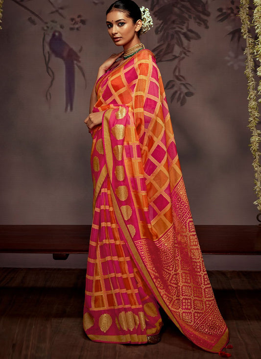 Trendy Saree Brasso Rani Print Saree