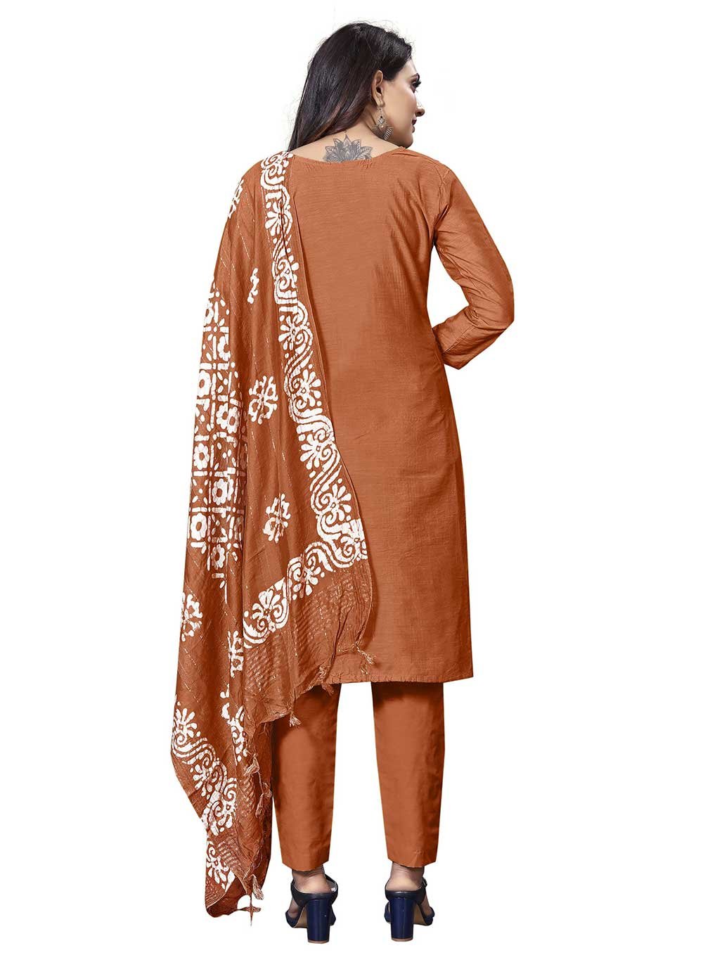 Trendy Suit Cotton Brown Print Salwar Kameez