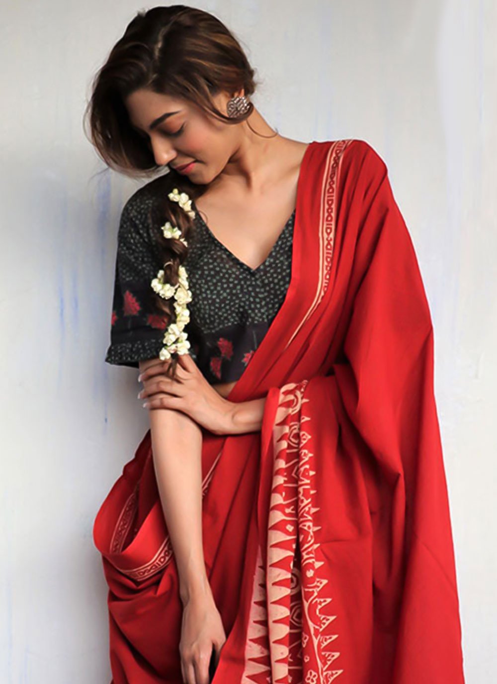 Casual Cotton Red Print Saree