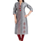 Casual Kurti Silk Blend Grey Print Kurtis