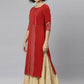 Casual Kurti Faux Crepe Red Print Kurtis