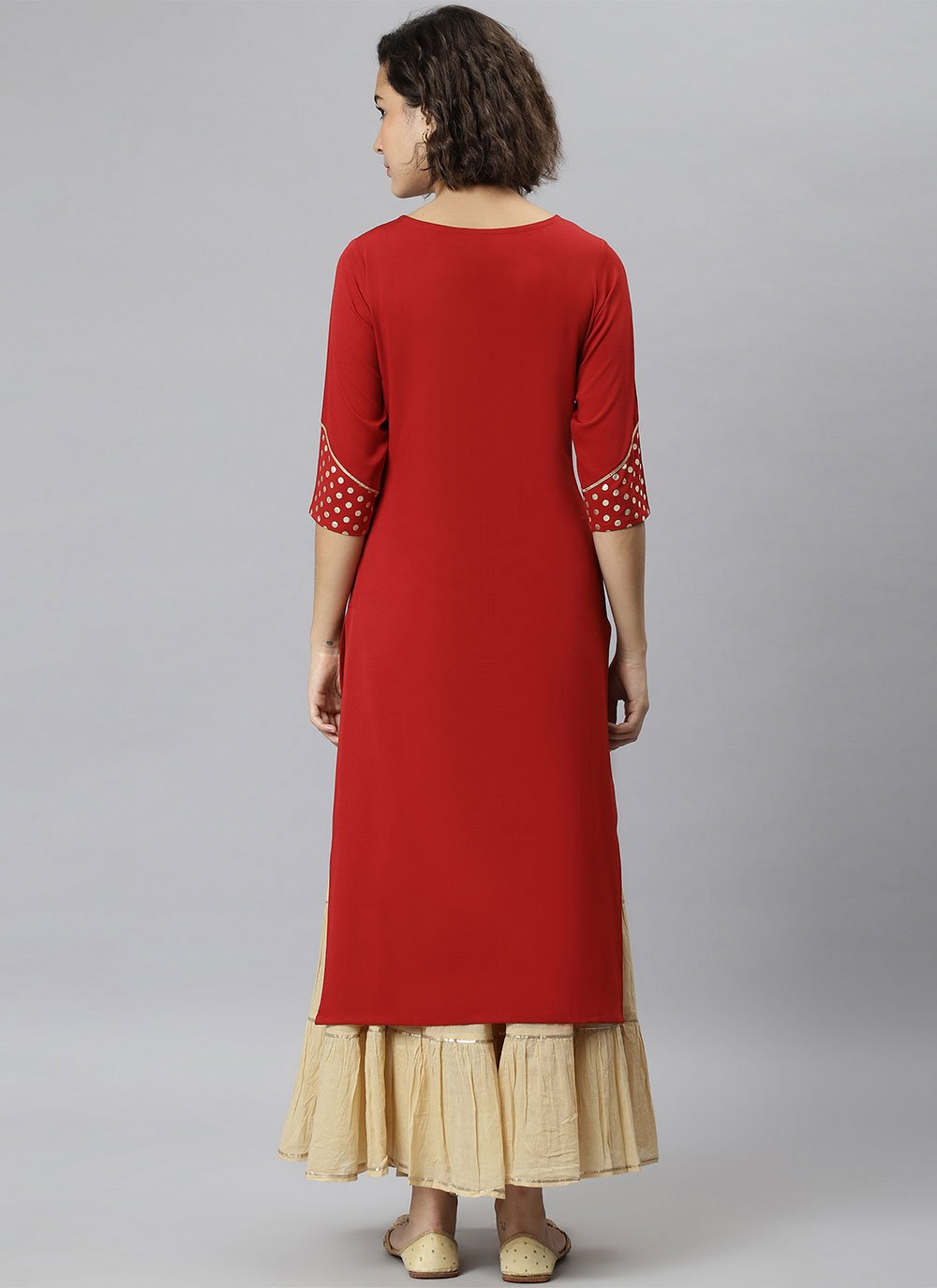 Casual Kurti Faux Crepe Red Print Kurtis