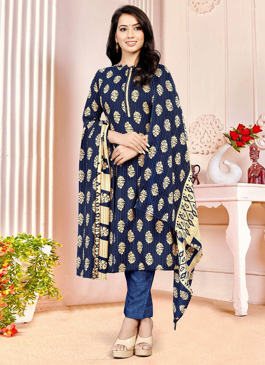 Salwar Suit Cotton Blue Buttons Salwar Kameez