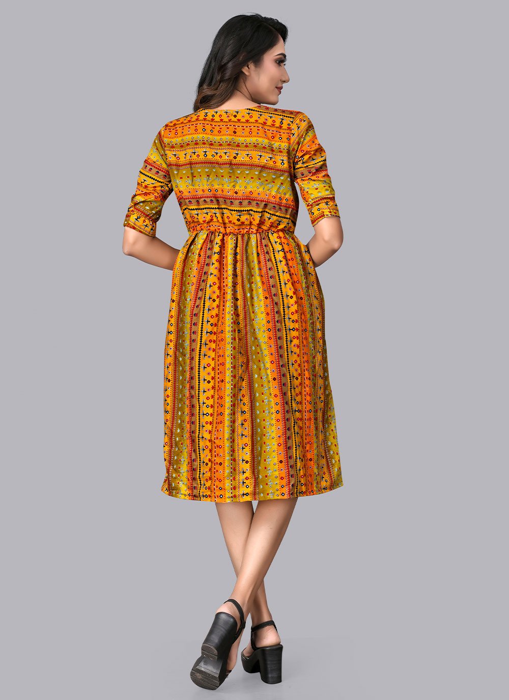 Party Wear Kurti Cotton Rayon Multi Colour Print Kurtis