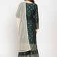 Straight Salwar Suit Chanderi Green Print Salwar Kameez