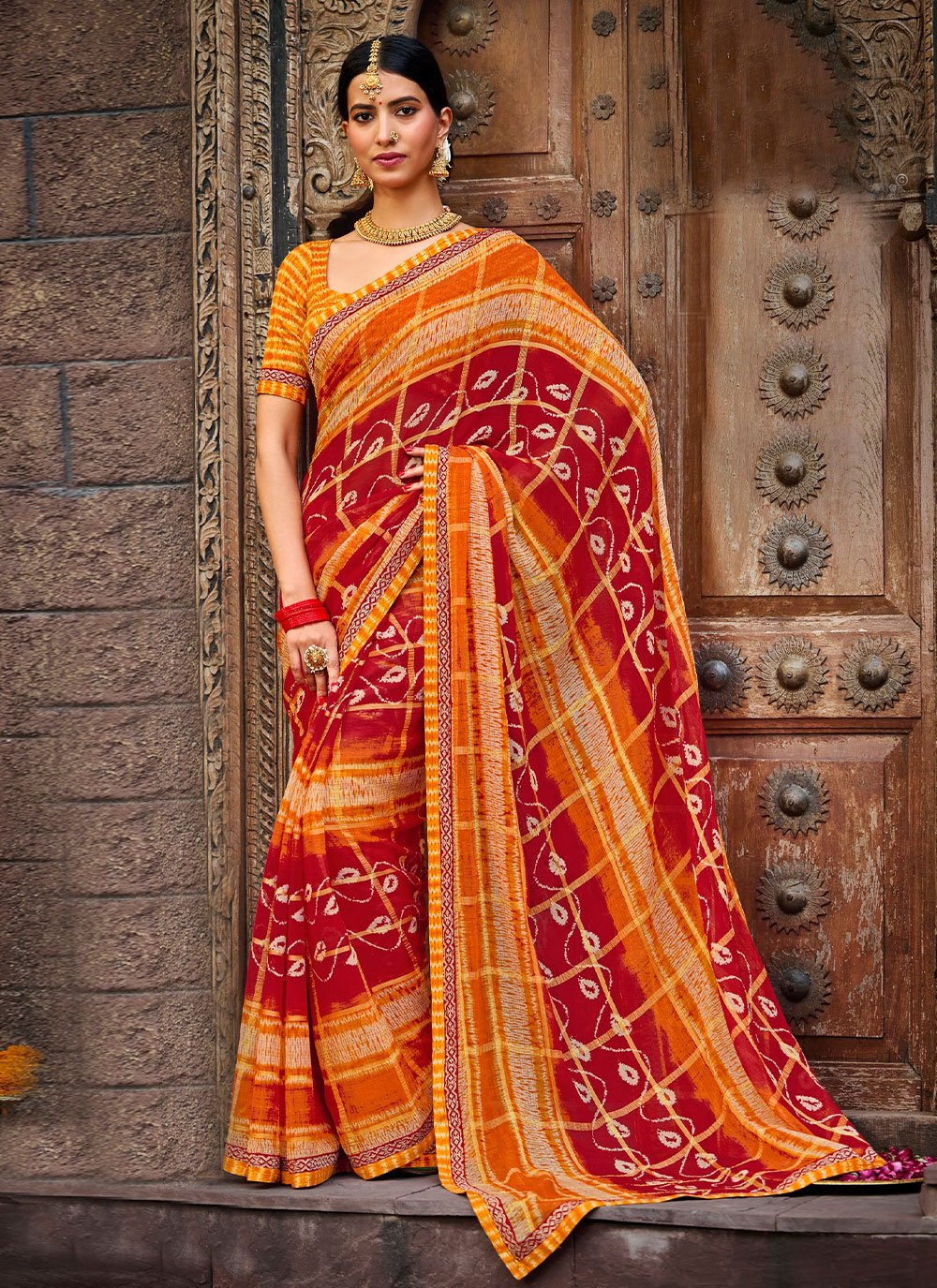 Traditional Saree Chiffon Multi Colour Print Saree