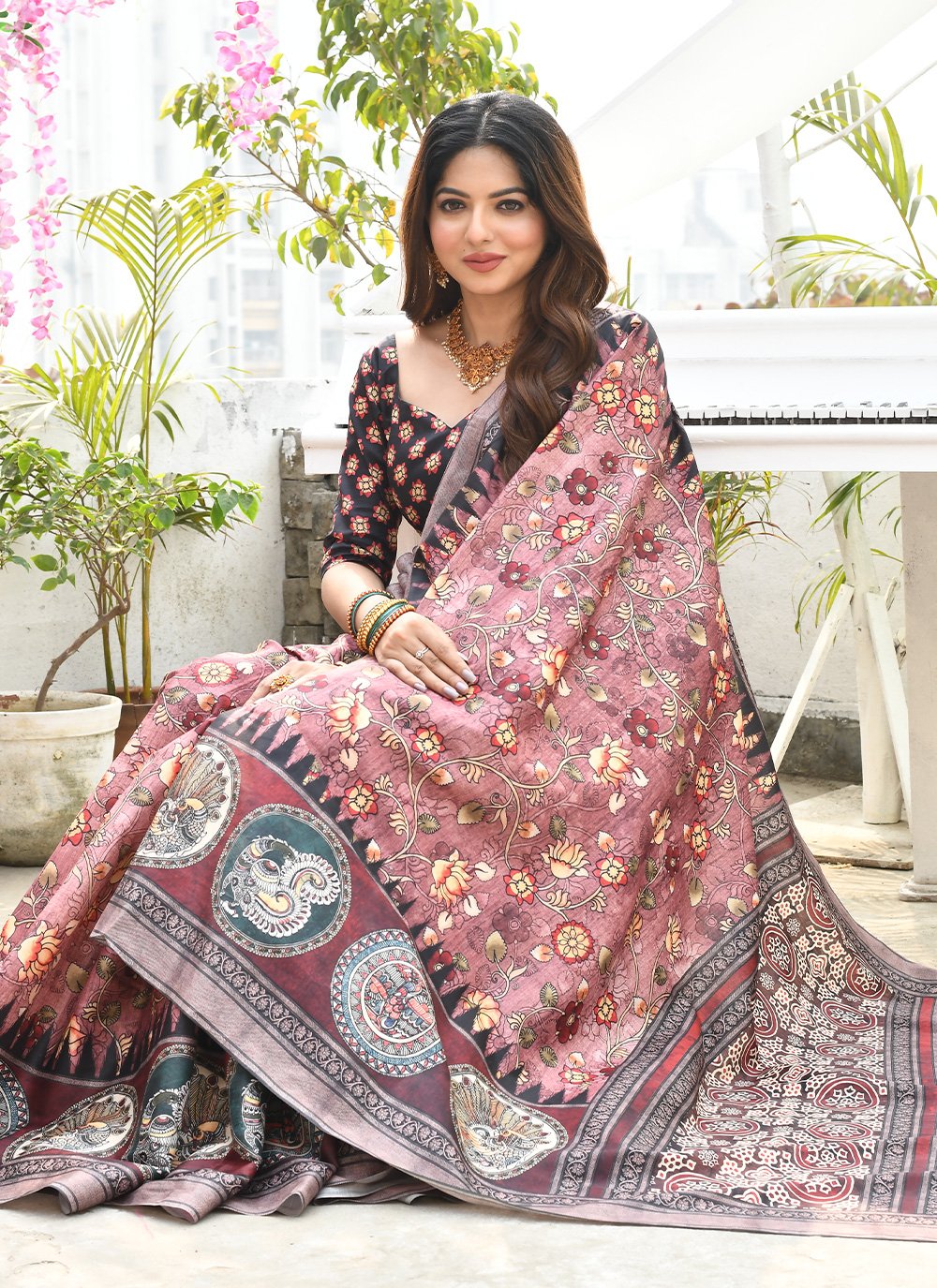 Classic Cotton Silk Multi Colour Print Saree