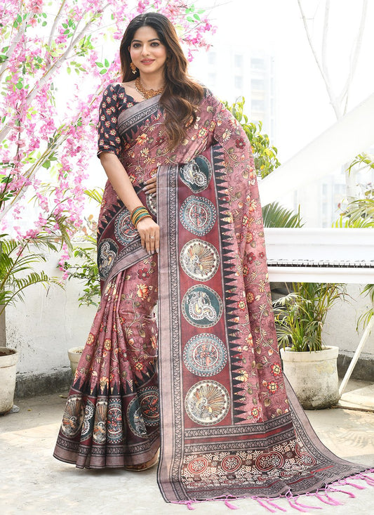 Classic Cotton Silk Multi Colour Print Saree