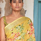 Contemporary Linen Yellow Print Saree