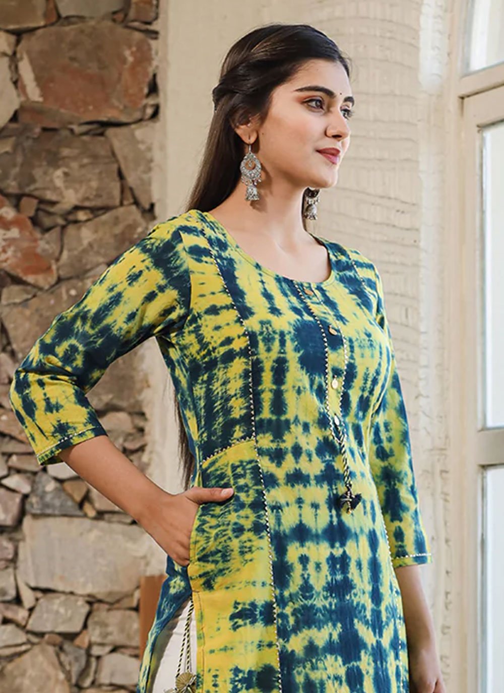 Casual Kurti Cotton Green Print Kurtis