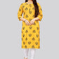 Casual Kurti Cotton Yellow Print Kurtis