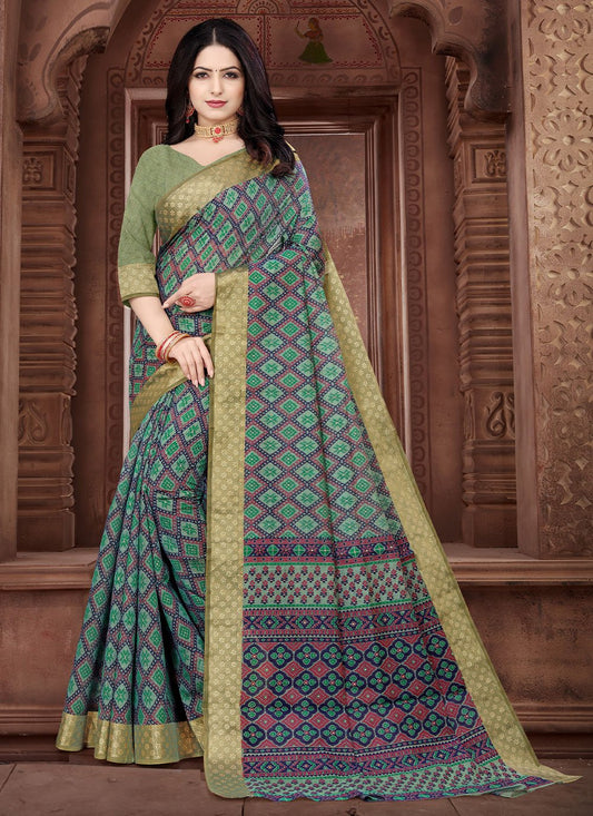 Casual Cotton Multi Colour Print Saree