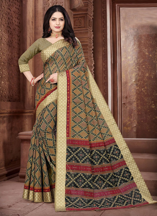 Classic Cotton Multi Colour Print Saree