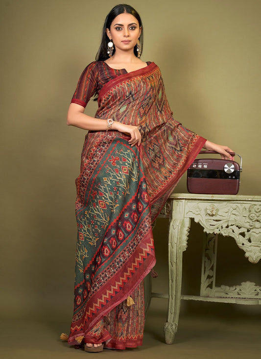 Classic Cotton Multi Colour Print Saree