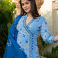 Designer Kurti Cotton Blue Fancy Work Kurtis