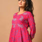 Gown Cotton Hot Pink Print Gown