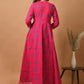 Gown Cotton Hot Pink Print Gown