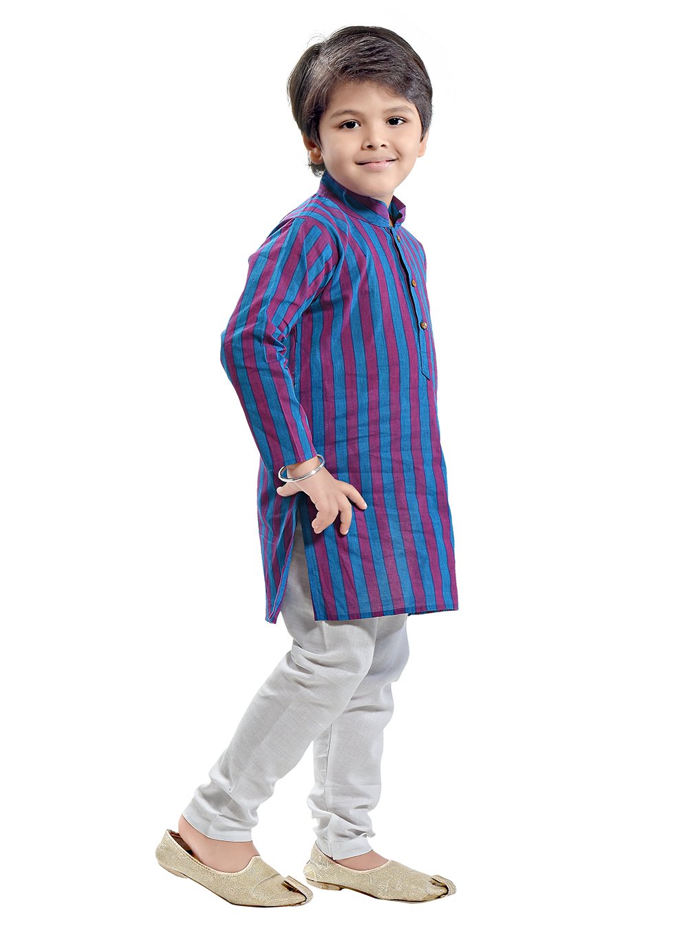 Kurta Pyjama Cotton Blue Print Kids