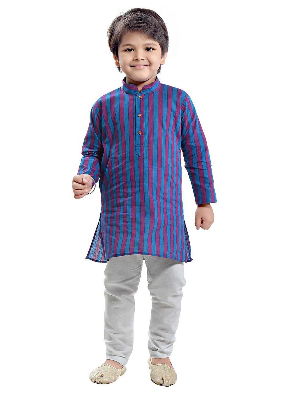 Kurta Pyjama Cotton Blue Print Kids