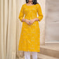 Casual Kurti Cotton Mustard Print Kurtis